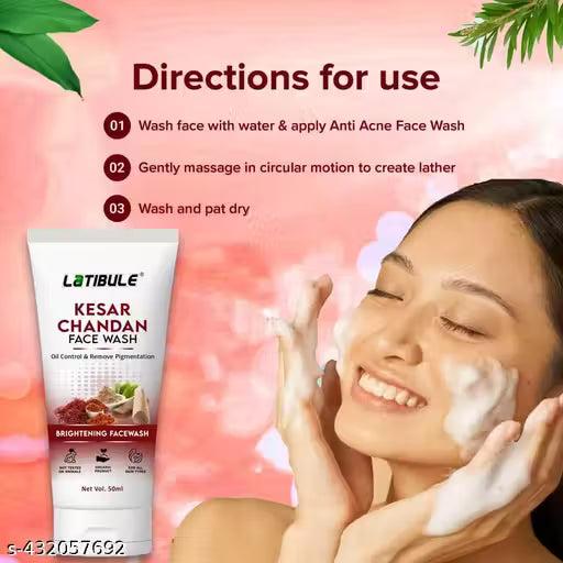 Kesar Chandan Face Wash, Skin Lightening & Tan Removal Face wash,Oil Controal & Remove Pigmentation Tan Removal Face Wash, All Skin Types Face Wash (Pack of 3)150ML