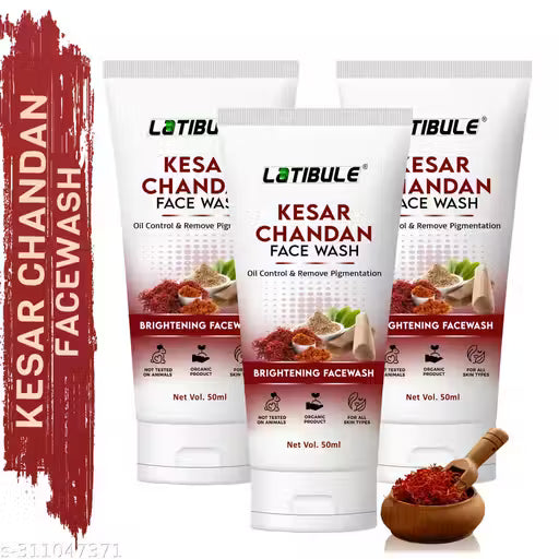 Kesar Chandan Face Wash, Skin Lightening & Tan Removal Face wash,Oil Controal & Remove Pigmentation Tan Removal Face Wash, All Skin Types Face Wash (Pack of 3)150ML