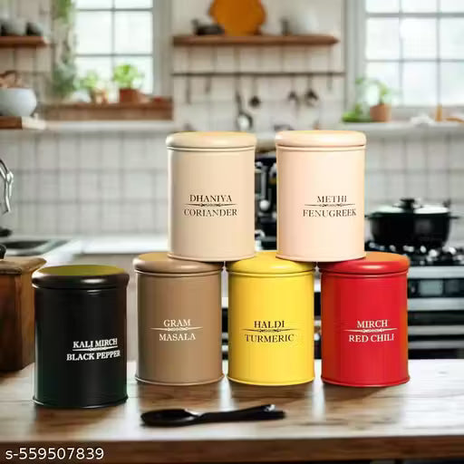 Masala Box – 8 Airtight Spice Jars (300ml) | Durable Steel Kitchen Organizer with BPA-Free Lids